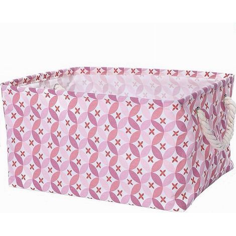 TRADE SHOP - Cesto Contenitore Portabiancheria Bucato Con Manici Tessuto Rosa 43x32x25cm 79207 -