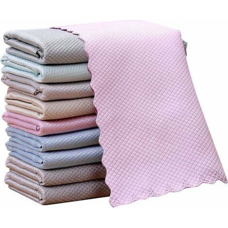 Lot de 10 chiffons de nettoyage en microfibre, pour la cuisine et la maison, lavables, multi-usages, 30 x 40 cm, couleur aléatoire