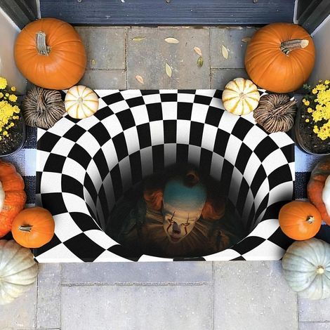 Tapis de porte d'Halloween antidérapant, motif crâne, citrouille et fantôme effrayant, ZQKLA (1/5)