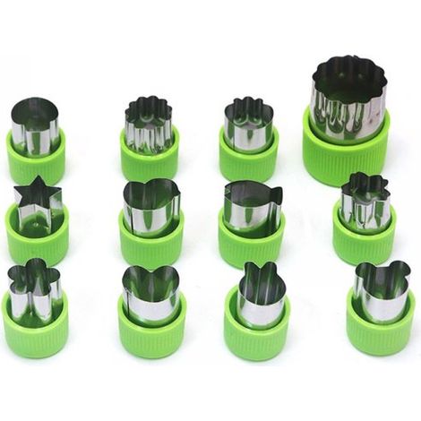 Longziming - Set de 12 emporte-pièces en acier inoxydable - Formes irrégulières dans une boîte en PVC vert (1/5)