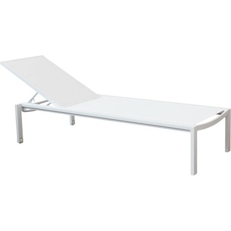 Lettino prendisole bianco impilabile rettangolare con struttura in alluminio 200x75xH39 cm Nefast