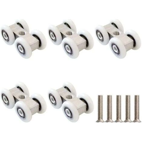 Roulettes pour porte coulissante, un ensemble de 5 roulettes pour porte coulissante, roulettes pour porte coulissante avec roulements à billes pour rails de guidage de 20 mm, 4 roulettes, taille des r (1/3)