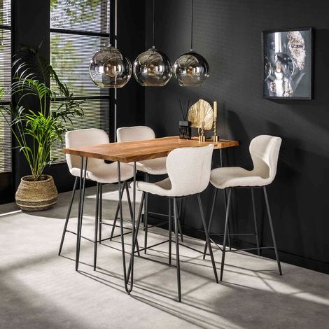 Table haute en bois d'acacia massif 130cm EDITO (1/4)