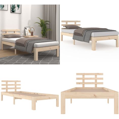 Cadre de lit sans matelas 75x190 cm - Lit cadre sans matelas - Cadre de lit bois pin (1/5)