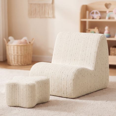 Wahson Canapé Enfant Modulaire, Fauteuil pour Enfant en Chenille, Blanc Crème