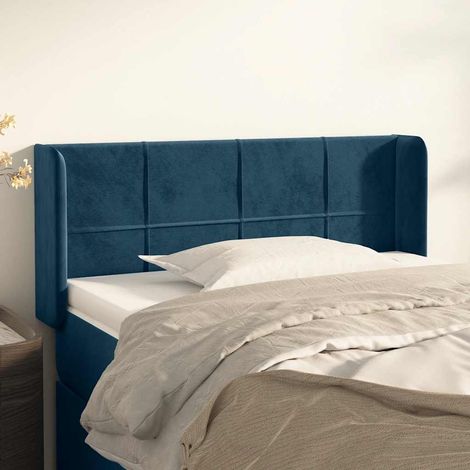 Tête de lit avec oreilles Style Classique Armoire de lit - Bleu foncé 103x16x78/88 cm Velours BV336056 - BonneVie (1/5)