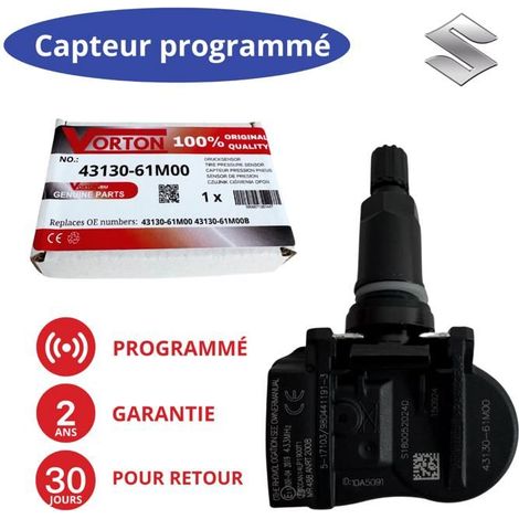 Sensor TPMS preprogramado 433MHz para SUZUKI Swift Vitara Jimny Baleno - válvula negra (43130-61M00B)