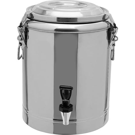 Récipient de maintien au chaud, seau de 20/40 l, en acier inoxydable, distributeur de boissons froides, seau isotherme en acier inoxydable, chauffe-plats, récipient isotherme avec couvercle, argenté (1/5)