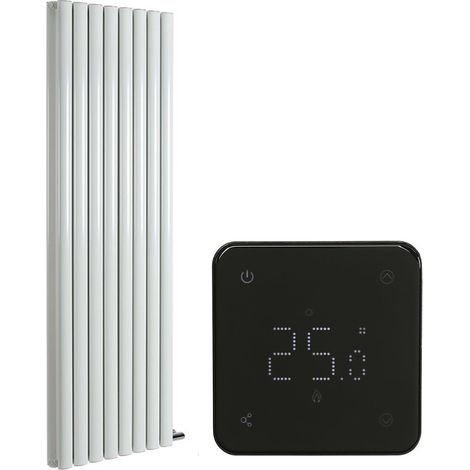 Milano Aruba Ardus White 1784mm x 472mm Double Panel Dry Heat Vertical Oval Panel Electric Radiator - Wi-Fi Thermostat (1/5)