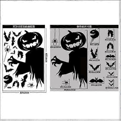Cadeaux pour Halloween- G Giant Ghost Monster Ghost Shadow Window Sticker Witch Death Bat Skeleton Helloween Party Decor Electrostatic Sticker (1/5)
