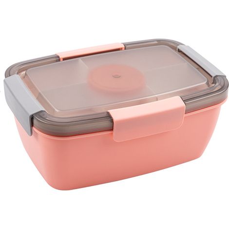 Auslaufsichere PP-Bento-Lunchbox mit Fächern für Schüler und Angestellte – 23,5 cm – orange-rosa (1/4)