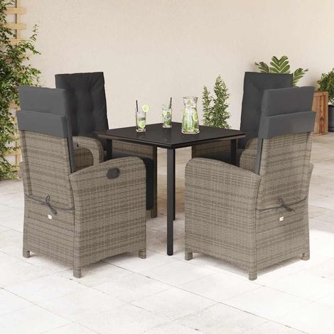 vidaXL Set comedor de jardín 5 piezas con cojines ratán sintético gris (1/5)