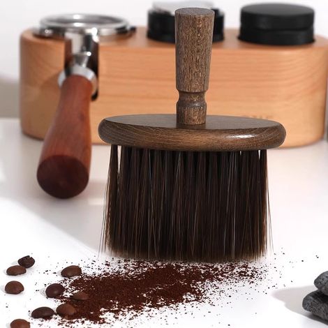 Brosse de café, Barista nettoyage brosse, nettoyage brosse avec poignée en bois, Geschikt voor barista nettoyage outils, cuisines à la maison,14.510.5cm (noix de noix) (1/5)