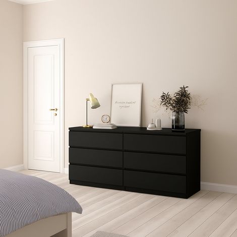Dmora - Kommode Giselle, Wohnzimmerbuffet, Wohnzimmer-Sideboard, Moderne Küchen-Speisekammer, 154x50 h70 cm, Schwarz (1/5)