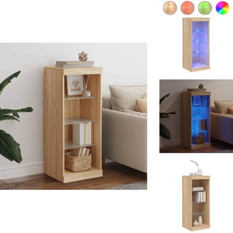 Buffet avec lumières LED chêne sonoma 41x37x100 cm - Buffet - Meuble TV - Rangement - Luminaire Led - Décoration Intérieure (1/5)
