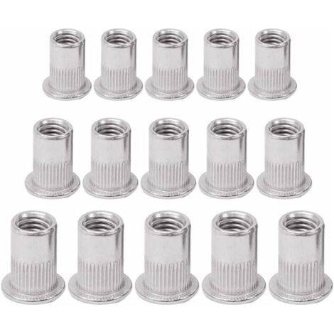 Nazalus-Vente chaude-Rivet Fileté 90 Pièces Rivet Rivet Fileté Rivet Nut Flat Head Threaded Rivet Nuts Écrou de Rivet Insers Fileté Ecrou Tête Ecrou, M5 M6 M8--Ternel (1/5)