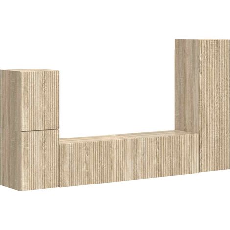 TV Cabinet Set Wall-mounted 4 pcs Sonoma Oak Engineered Wood vidaXL