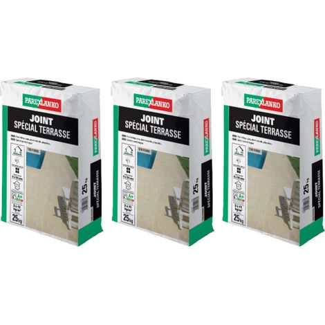 Lot von 3 Säcken Fugenmasse speziell für die Terrasse PAREXLANKO - Steinton - 25 kg - 03129