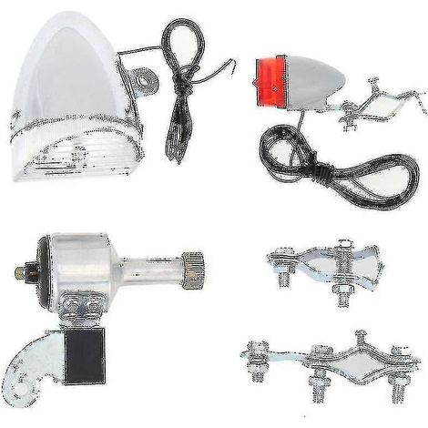 Kit d'éclairage dynamo pour vélo, phare et feu arrière, LED, dynamo à friction pour vélo motorisé (1/4)