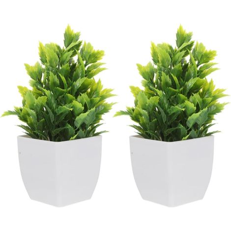 2pcs Realistic Artificial Indoor Plants in Pots for Office and Home Decoration, Small Artificial Plants for Shelves and Indoor Spaces (1/5)