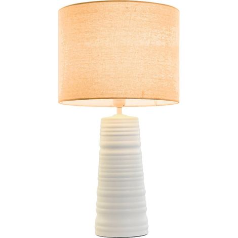 Lampe de salon chic en céramique blanche et élégante - Blanc cassé texturé (1/4)
