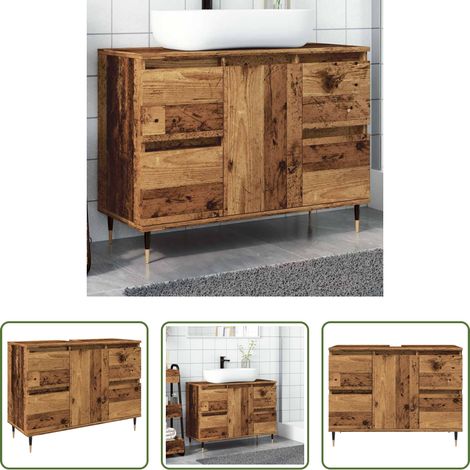 Armoire bois - Armoire de salle de bain vieux bois 80x33x60 cm bois ingénierie (1/5)