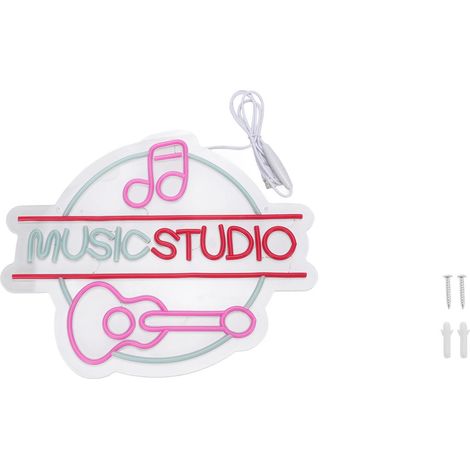 Néon Music Studio réglable LED mural porte – Lettre lumière concert live club bar chambre rose, décoration (1/5)