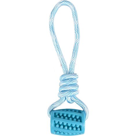 Jouet Tuyau + corde à tirer bleu 26 cm. RUDO. en TPR. pour chien. - Flamingo