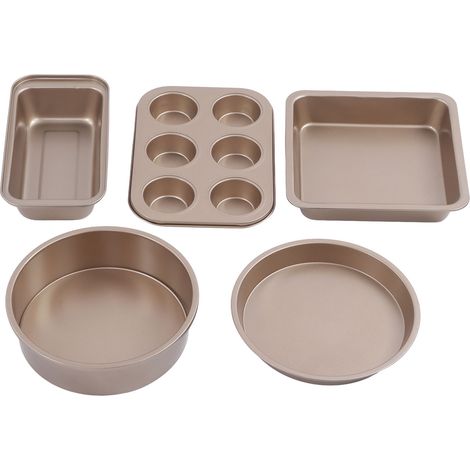 Ensemble de Moule à Pâtisserie Professionnel en Acier au Carbone pour Gâteaux, Pizza et Cuisine Domestique Doré