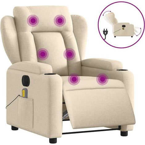Fauteuil inclinable de massage électrique en tissu beige (1/5)