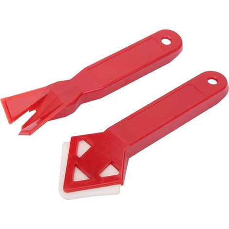 Outil de calfeutrage, kit d'outils de calfeutrage 2 pièces, pelle de dissolvant de mastic en silicone, grattoir de calfeutrage en ciment de verre rouge pour tout joint d'angle de bord (rouge, (1/4)