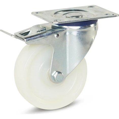 Roue pivotante nylon freinée - MESO - Platine - 100 mm - 200 kg (1/2)