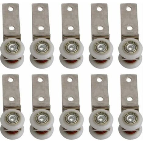 CSPARKV 10 pack 1,9 cm Coude de conduit en métal Roulement Bloc de poulie avec deux Plastique de roue pour porte coulissante fenêtre Cabinet (1/4)