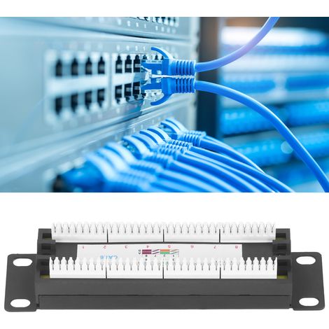 Panneau de brassage mural 8 ports Cat6 UTP non blindé pour câbles 23‑28AWG