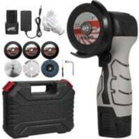 Meuleuse d'angle sans fil 7 000 tr/min – Mini meuleuse électrique avec 2 batteries 16,8 V 2 000 mAh et disque de meulage pour couper le carrelage poli, le bois, la pierre et l'acier. (1/4)