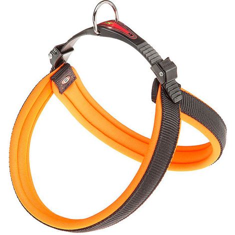 Ferplast AGILA FLUO 1-2 Harnais ergonomique pour chiens avec rembourrage moelleux. Fermeture avec cordonnet.. Variante 1 - Misure: A=B 32-38 cm 15 mm - Orange (1/5)