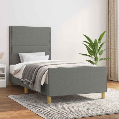 Cadre de lit sans matelas gris foncé 90x190 cm tissu (1/5)