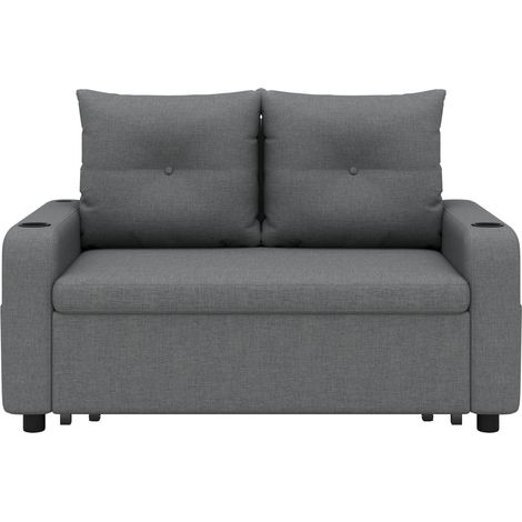 ELVMI Schlafsofa 2-Sitzer 3-in-1 mit Ausziehbett, USB, Type-C, Getränkehaltern und Seitentaschen, Stoff Grau (1/5)