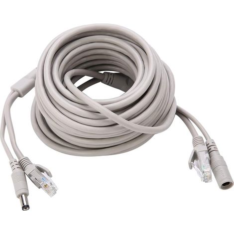 Câble Réseau Et Alimentation Pour Caméras Extérieures Câble Ethernet Plastique15M Rj45 + Dc Câble Ethernet Pour Caméras Système 10Mbps100Mbps (15M) (1/5)