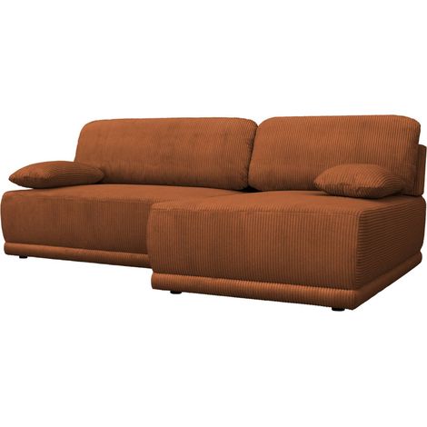 Banquette canapé d'angle droit convertible 3 places velours côtelé avec coffre - Nelson Velours côtelé Brique (1/5)