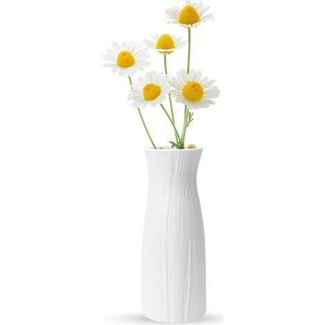 Dekorative, bruchsichere weiße Kunststoffvase, kleine Größe, für Zuhause, Wohnzimmer oder Hochzeit