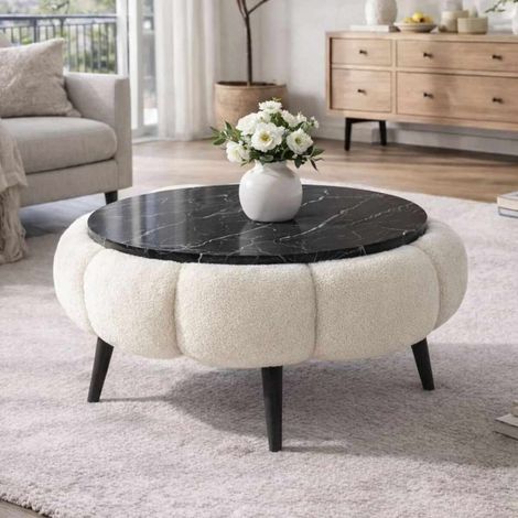 Couchtisch aus Holz "Papatya 60" - 60 x 60 x 44 cm - Weiß