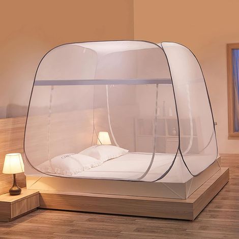 Moustiquaire pliable portable, compatible avec les moustiquaires de porte double et les moustiquaires de lit pliantes, convient pour : lits de 1,2 mètre. (1/4)