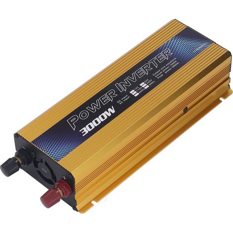 3000-W-Sinus-Wechselrichter (12 V auf 220 V, 50 Hz) mit USB-Anschluss, eingebautem Lüfter, Kfz-Wechselrichter (Gold) (1/5)