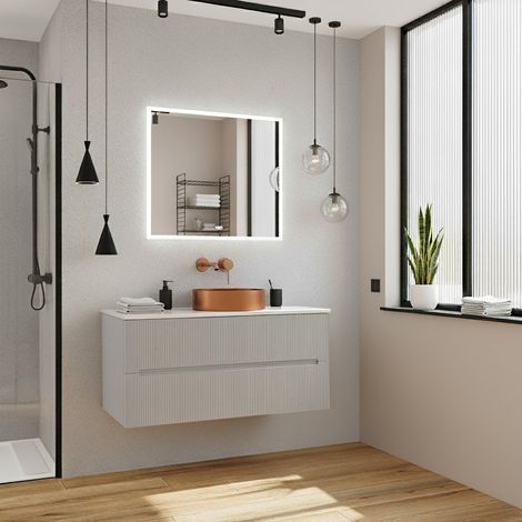 Meuble de salle de bain 120 cm gris perle Ceramia 119,4 x 45,5 x 50 cm (CERAMIA-5LG120)