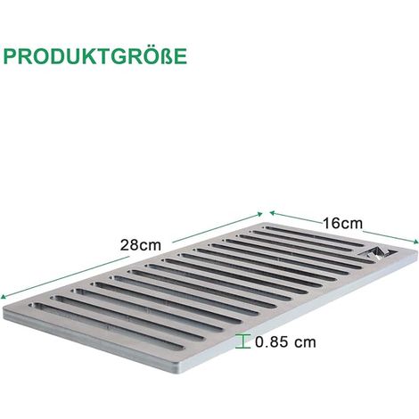 Grille de cheminée, 16 x 28 cm, grille en fonte cheminées fours, épaisseur : 0,85 cm, acier massif (1/4)