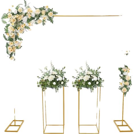 Arco de boda, estructura metálica robusta, diseño elegante, XXL, dorado. (1/2)