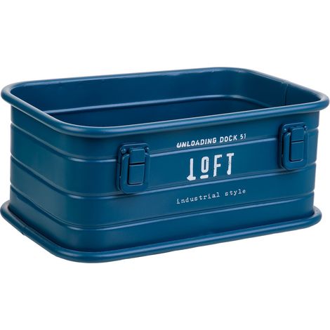 Cesto Rectangular de metal impreso azul 32x21x14