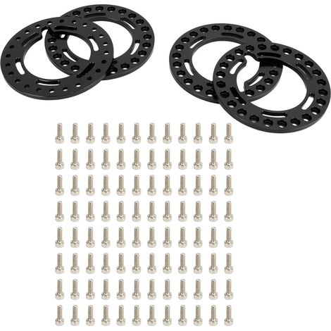 4 bagues de verrouillage de jante en alliage d'aluminium, remplacement 1,9 pouces pour roue de beadlock axial SCX10 90046 1/10, noir (1/5)