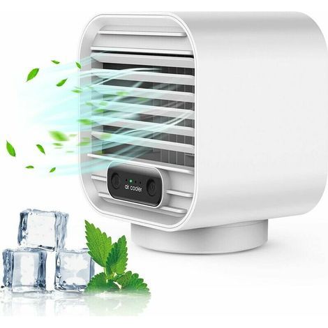 Refroidisseur d'air Portable Climatiseur Mobile, 3 en 1 Climatiseur Portable Ventilateur Air Humidificateur Conditionneur Rechargeable Mini Personnel Air Refroidisseur pour Maison & Bureau(blanc) (1/5)